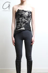 marc le bihan beaded lace silk top 26152 E23 black